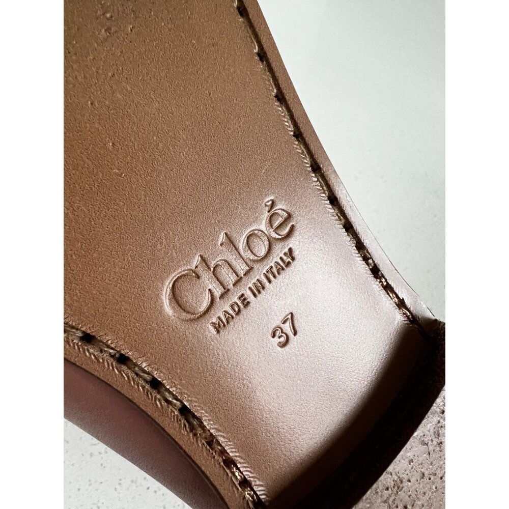 CHLOÉ logo embellished beige nude leather loafers Flats size 37 - Picture 8 of 8